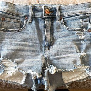 AE Super Stretch High Rise Light Wash Shorts